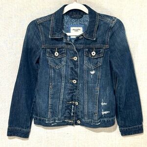 Abercrombie Kids Distressed Dark Indigo Denim Jacket Y2K Girls
